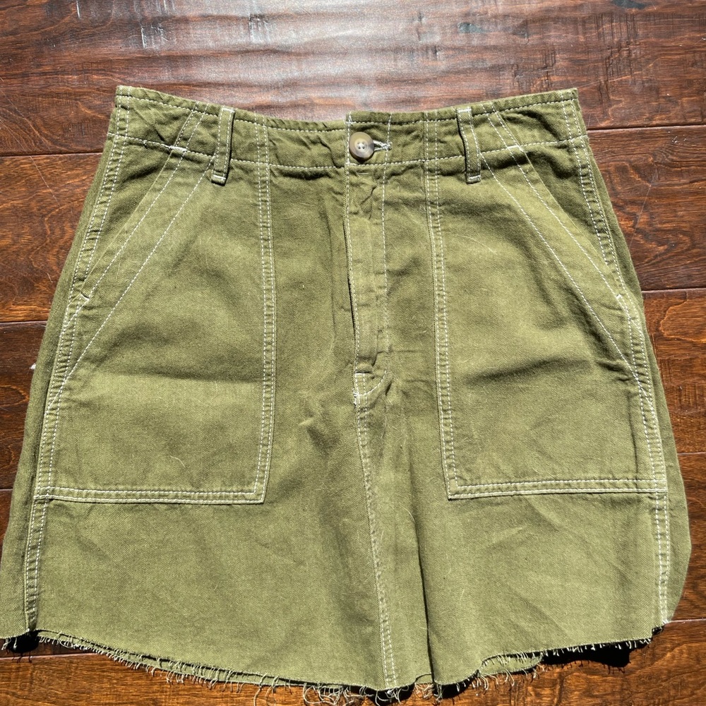 Zara Green Denim Skirt